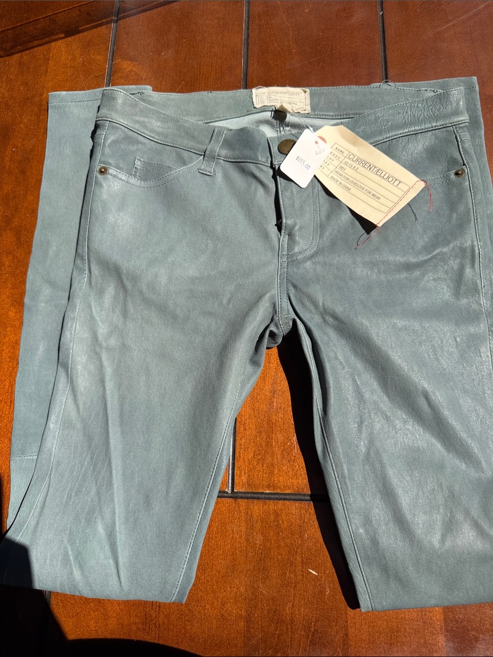Current/Elliott Women's Teal Leather Skinny Jeans